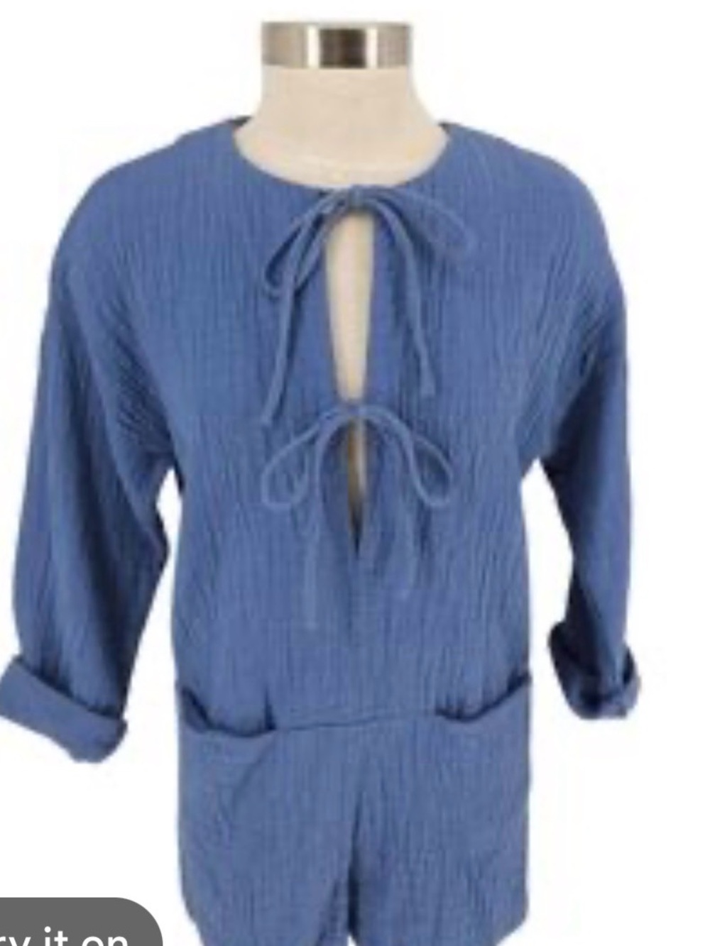 ZARA  | blue romper with tie fronts 100% cotton